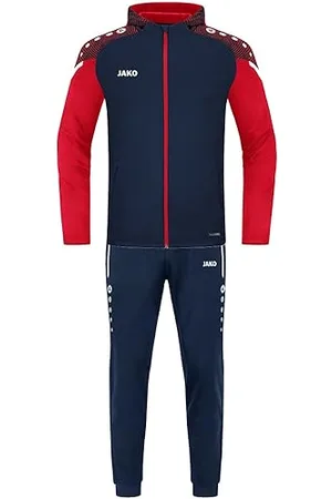 Jako Męski dres treningowy poliester Performance z kapturem, granatowy/czerwony, XXL