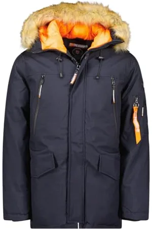 Geographical Norway Arnold Men Parka męska jesienno-zimowa wodoodporna kurtka z kapturem, outdoorowa futrzana kurtka wiatrówka, męska (granatowa XL), , XL