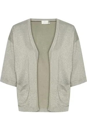 Kaffe Damski kardigan z otwartym przodem na pół rękawy Casual Fit Light Knit Pockets, , L