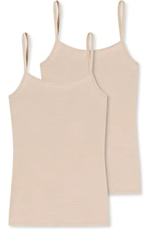 Schiesser Damski Top Typu Spaghetti, 2 Sztuki, Kolor Piaskowy, 44
