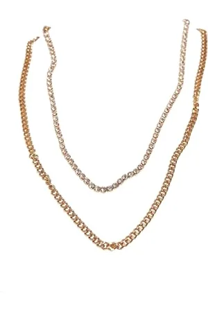 Urban classics Unisex Double Layer Diamond Necklace spinki do mankietów, złoty, jeden rozmiar