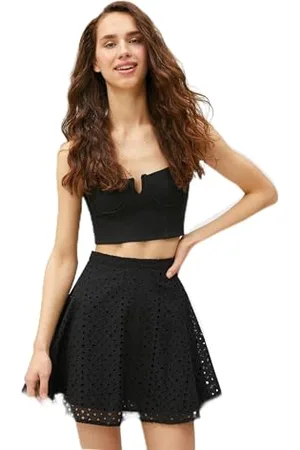 Koton Cutwork Voluminous Mini Skirt damski, , 36