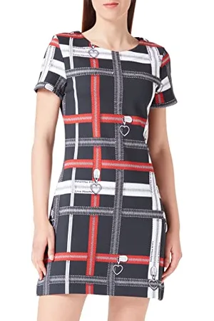 Moschino Damska sukienka z krótkim rękawem, trapezowa, czarna, 38, , 38