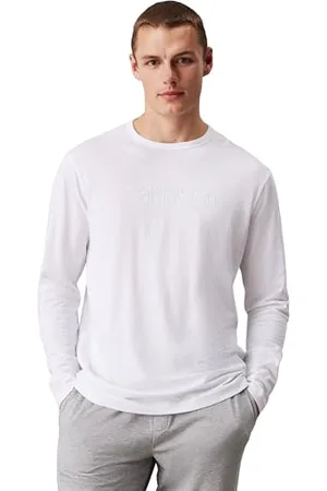Calvin Klein Męska koszulka z długim rękawem i okrągłym dekoltem, , M