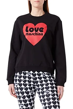 Moschino Damska bluza o regularnym kroju z okrągłym dekoltem, czarna, rozmiar 42