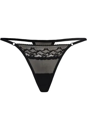 Teyli Damskie stringi majtki siatkowe bielizna w kwiaty koronka Erori czarne L/XL