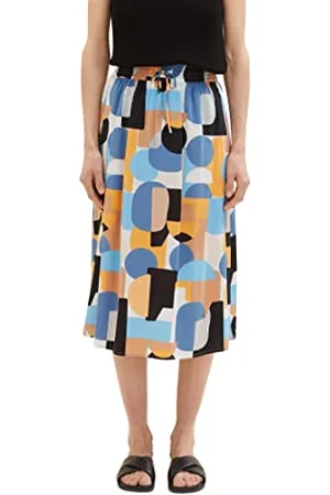 TOM TAILOR 1036680 Spódnica Midi, 31817-Abstrakcyjne Retro Kształty, 48 Kobiety, 31817 - Abstrakcyjne Retro Shapes Design, 46