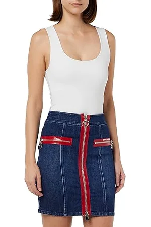 Moschino Damska sukienka z powlekanymi suwakami, niebieska, rozmiar 42, , 42