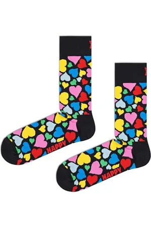 Happy Socks Heart, kolorowe i zabawne, Skarpety dla kobiet i mężczyzn, Czarny (41-46)