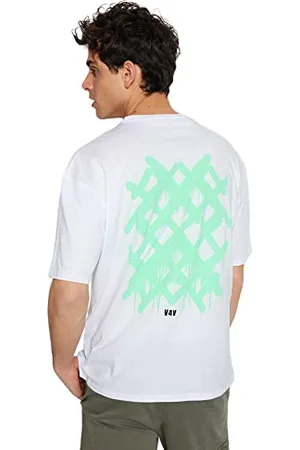 Trendyol Męski White Male Relaxe T-Shirt, , S