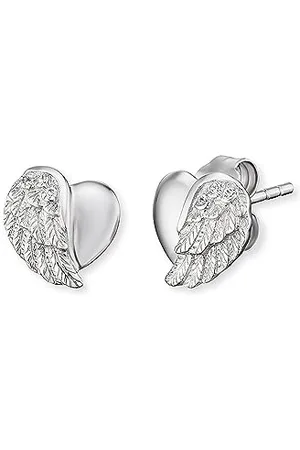 Engelsrufer Herzflügel Ohrstecker für Damen, 925er Sterlingsilber Ohrringe mit schimmernden Zirkonia Steinen, rhodiniertes Silber, nickelfrei, Allergiker geeignet, ERE-LILHEARTWING-ST