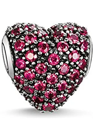 Thomas Sabo Damski koralik serce Karma Beads srebro 925 wysokiej próby czerniane czerwone K0084-639-10