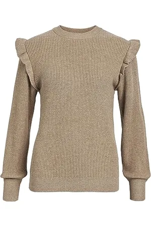 Object Damski sweter OBJMALENA L/S Ruffle NOOS, skamieniał/szczegóły: melanż, S, , S