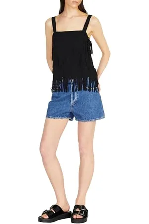 Sisley Damska koszulka Top 5AM2LH00S, czarna 100, S, , S