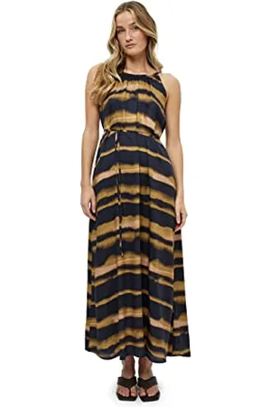 Minus Damska sukienka maxi Gavia Halterneck, Sun Baked Brown Print 16, Słońce pieczony brązowy nadruk, 42