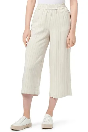 Pieces® Pcvinsty Hw Linen Culotte Noos Bc spodnie materiałowe, Owsianka/paski: czarne, XL