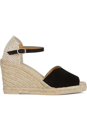 Geox Damskie sandały D GELSA B Wedge, czarne, rozmiar 38 EU, , 38 EU