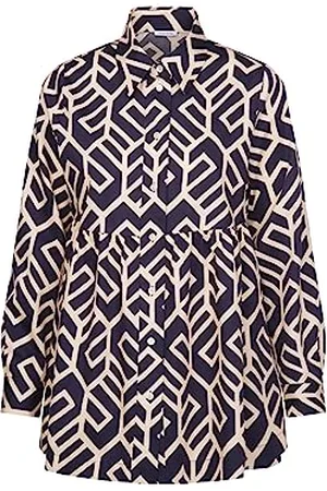 Seidensticker Damska bluzka - modna bluzka - Curvy Fit - kołnierz koszuli - długi rękaw - 100% bawełna, , 52