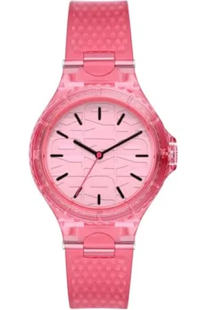 DKNY Zegarki damskie Chambers, kwarcowy mechanizm zegarowy z trzema wskazówkami, 36 mm różowa nylonowa obudowa z paskiem poliuretanowym, NY6643, , One Size, bransoletka