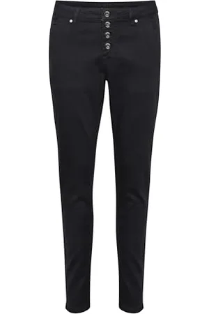 Cream Damskie dżinsy dżinsowe Mid Waist Skinny Slim, Pitch Black Unwashed, 33