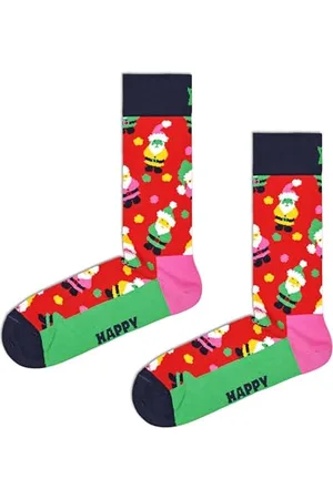 Happy Socks Santa Sock, kolorowe i zabawne, Skarpety dla kobiet i mężczyzn, Czerwony (41-46)