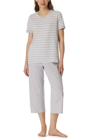 Schiesser Damen Schlafanzug kurz Set 3/4 lange Hose kurzarm Oberteil weiche Baumwolle - Nightwear