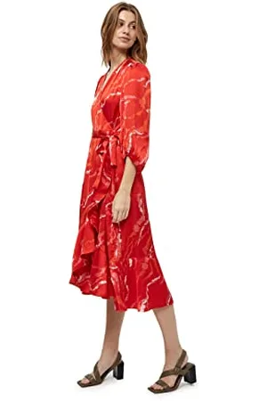 Minus Damska sukienka Serena Wrap Maxi, czerwona lawa nadruk graficzny, 12