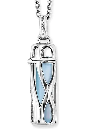 Engelsrufer Damen Halskette aus Sterling Silber mit austauschbarem Kraftstein Anhänger Rosenquarz Größe S - Karabinerverschluss - in zwei Längen verstellbar - nickelfrei