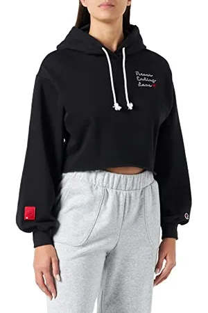 Champion Damska bluza Rochester 1919-Made with Love Oversize Crop z kapturem, czarna, XL, , XL