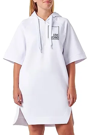 Moschino Damska sukienka z kapturem, luźna, biała, M, , M