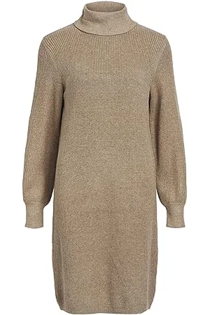 Object Sukienka damska OBJMALENA L/S z okrągłym dekoltem NOOS sukienka, skamieniał/szczegóły: melanż, XS, , XS
