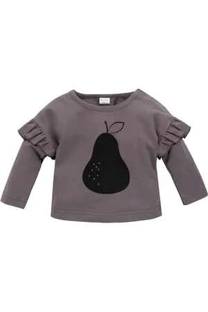 Pinókio Baby Blouse Long Sleeve Tres Bien, 95% Cotton 5% elastan, Graphite pear Flounce, Girls rozm. 62-104 (80), , 80 cm