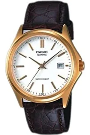 Casio Męski zegarek na rękę, brązowy skórzany zegarek kwarcowy z białym analogowym wyświetlaczem MTP-1183Q-7A