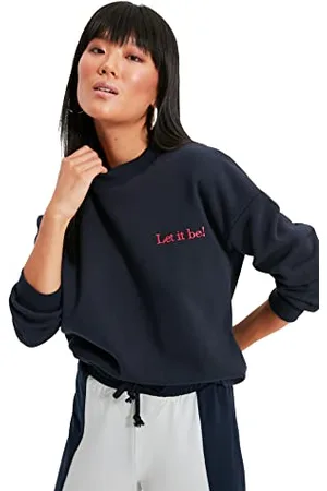 Trendyol Damska bluza w kolorze granatowym z emblematem, M (DE)