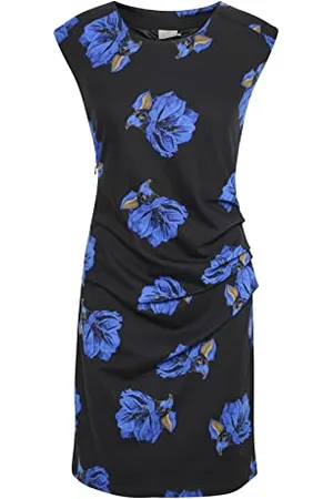 Kaffe Damska sukienka bez rękawów Krótkie body Sukienka Shaped Fit z nadrukiem okrągłym dekoltem, , XS