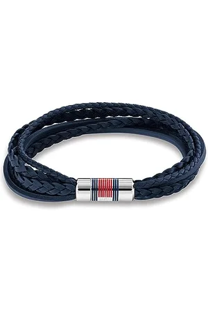 Tommy Hilfiger Biżuteria męska skórzana bransoletka granatowa - 2790427