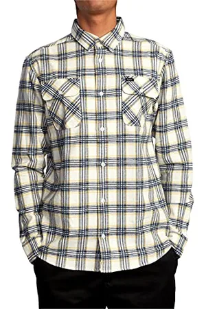 RVCA Męska koszula flanelowa z długim rękawem z listwą guzikową o standardowym kroju koszula z kołnierzem zapinanym na guziki, L/S flanela/antyczna biel, XL