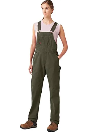 Dickies Damskie luźne spodnie ogrodniczki o luźnym kroju, zielone mchu