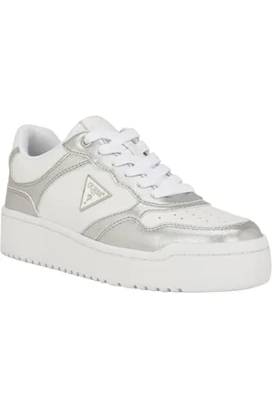 Guess Damskie buty sportowe Miram, Biały, srebrny, Multi 142, 42.5 EU