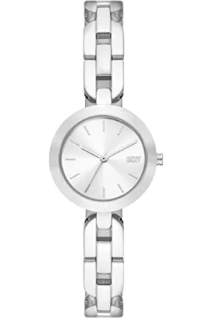 DKNY City Link damski trójramienny zegarek ze stali nierdzewnej z kopertą o średnicy 26 mm, Srebrny