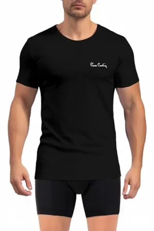 Pierre Cardin Bawełniana koszulka męska, podpis, okrągły dekolt z haftem, szary, , XL