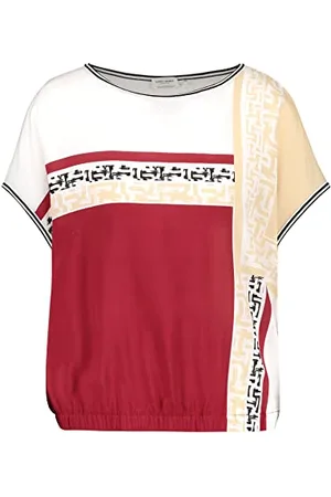Gerry Weber Damska koszulka 770250-35035 ecru/czerwony/Sepia/nadruk, 36