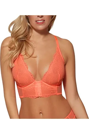 Gossard Superboost Lace Deep V Bralet Biustonosz, Neon Coral, 38FF Kobiety, , 70F