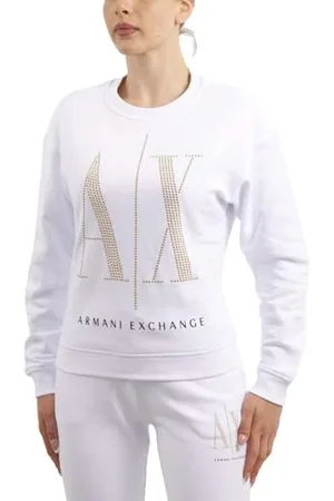 Armani Exchange Bluza damska z motywem jednorożca, biały, M