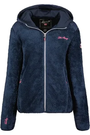 Geographical Norway Theylor damski ciepły polar ciepły damski zamek błyskawiczny kurtka jesienno-zimowa ciepła damska - długi rękaw sweter futrzany miękki komfort na zewnątrz (granatowa 2XL)