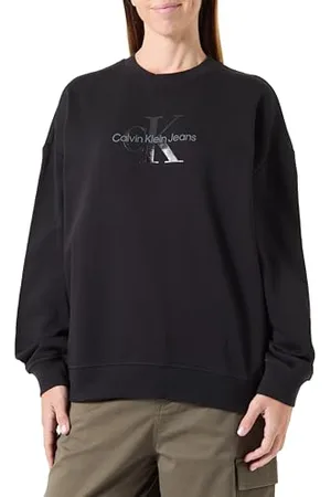 Calvin Klein Jeans Damska GLOSSY MONOLOGO REGULAR CREWNECK J20J224724 Pulower Bluza, , XL, , XL