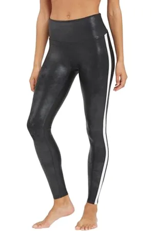 Spanx Legginsy ze sztucznej skóry dla kobiet kontrola brzucha z bocznymi paskami, Bardzo /biały, XL