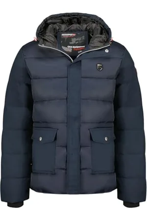 Geographical Norway Altop męska parka długa, ciepła kurtka jesienno-zimowa, wodoodporna kurtka z kapturem, outdoorowa futrzana kurtka wiatrówka, męska (granatowa 3XL), , 3XL