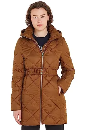 Tommy Hilfiger Damski pikowany płaszcz z podwyższonym, wyściełanym paskiem, , L