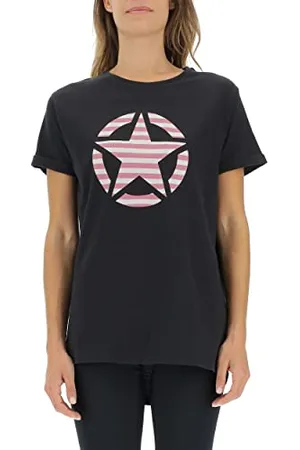 Jeep O102613-B000 T-Shirt Oversize Print Star Striped Rękaw z Klapą J22WJ Kobiety XL, , XL